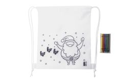 Julfar Bag B, Rucsac cu șnur, set de colorat, design de Crăciun, alb