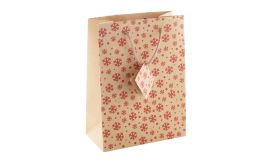 Majamaki S, pungă cadou de Crăciun, mică, natural/roșu